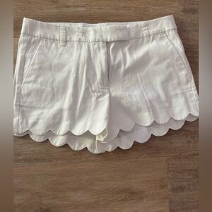 J. Crew High Waist White Scalloped Shorts